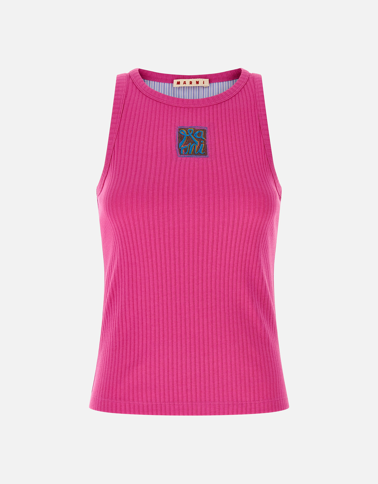 Marni Ribbed Cotton Logo Patch Tank Top – IT