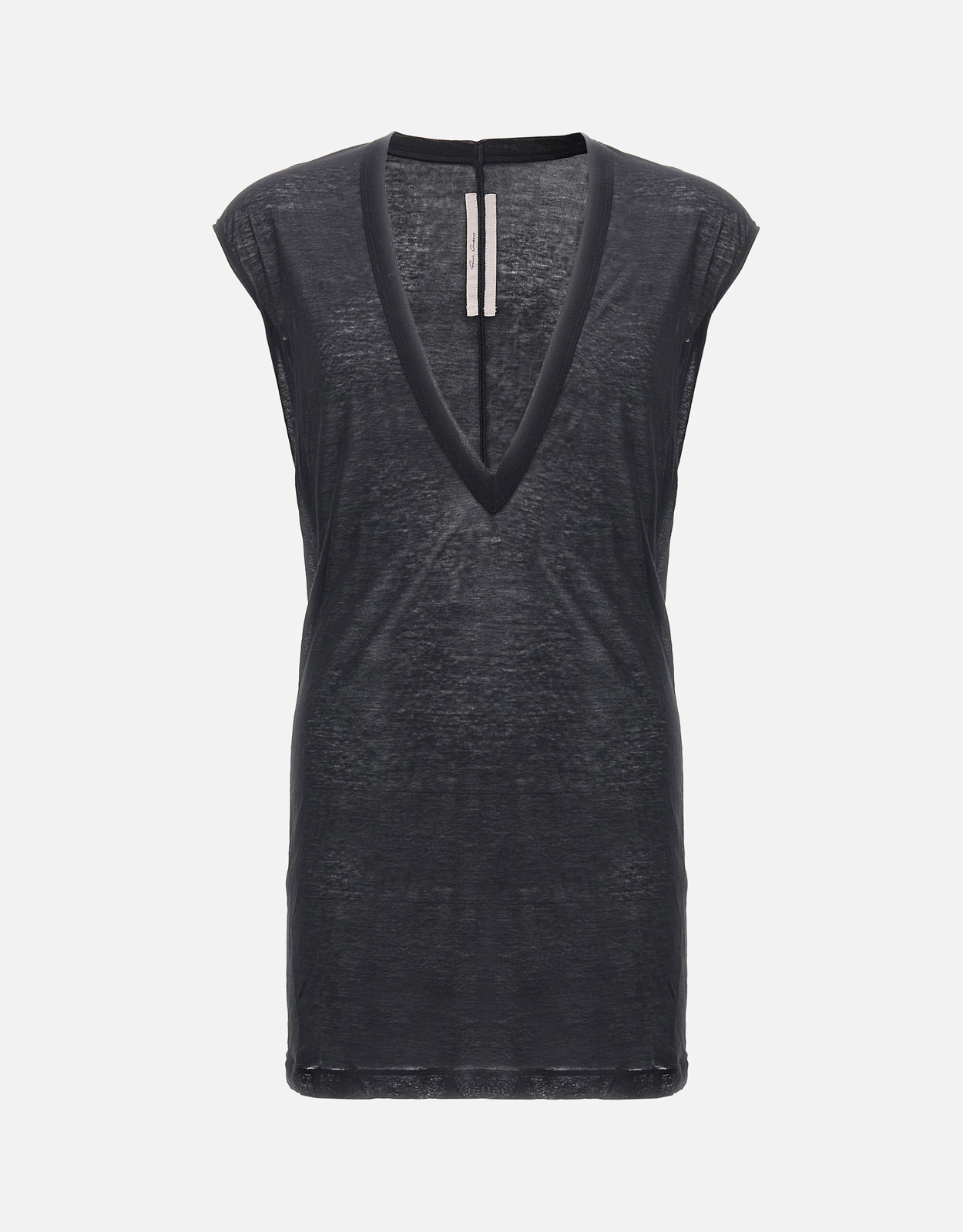 Rick Owens Men’s Dylan T Cotton Semi-Transparent Deep V-Neck Shirt