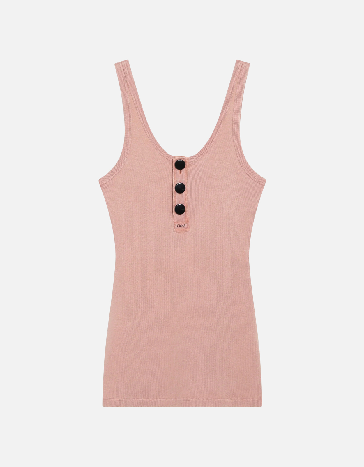 Chlo Chlo Cotton Ribbed Fitted Henley Tank Top Chlo Chlo Cotton Ribbed Fitted Henley Tank Top