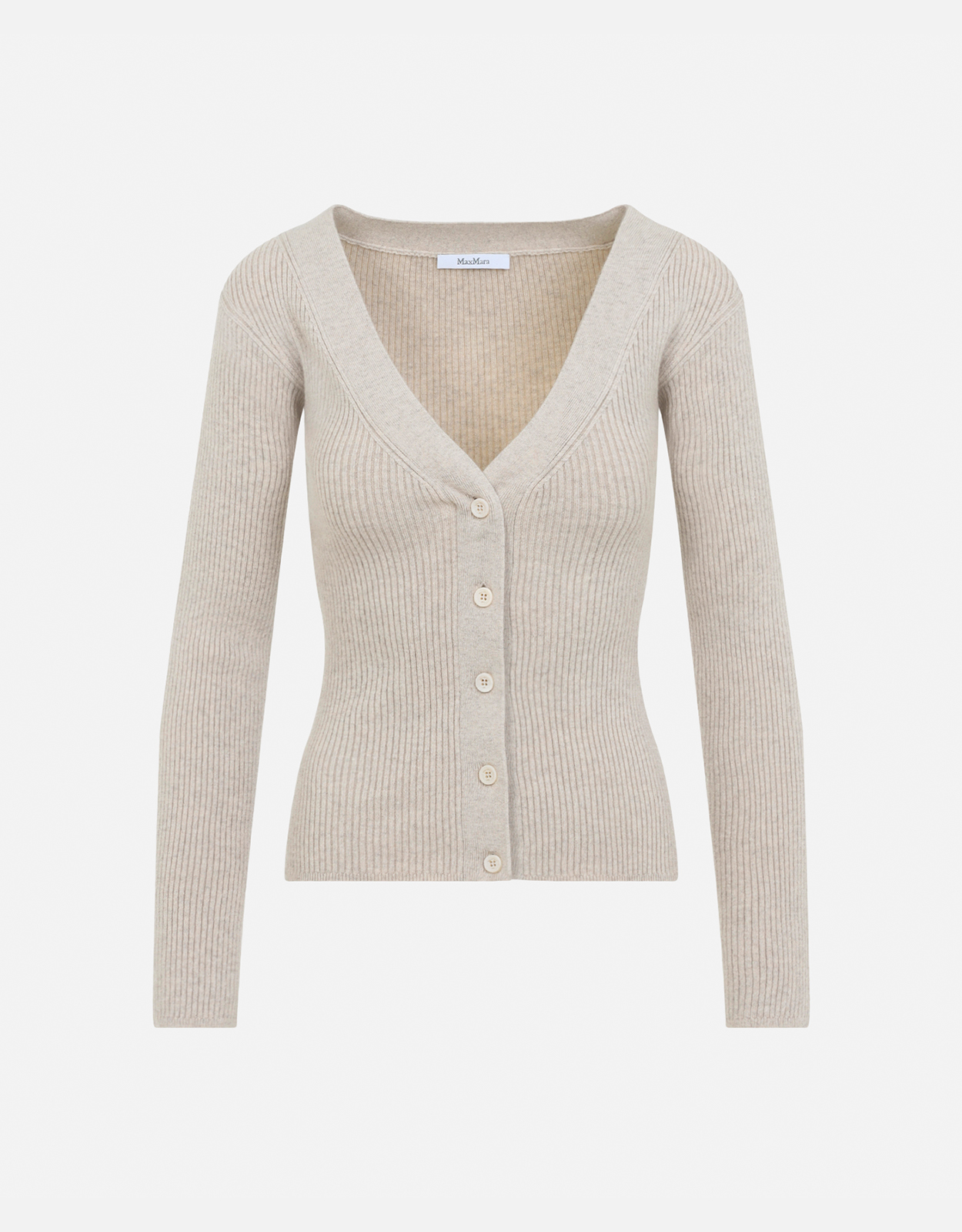 Max Mara Wool Cashmere Slim Fit Rib Knit V-Neck Jumper Max Mara Wool Cashmere Slim Fit Rib Knit V-Neck Jumper