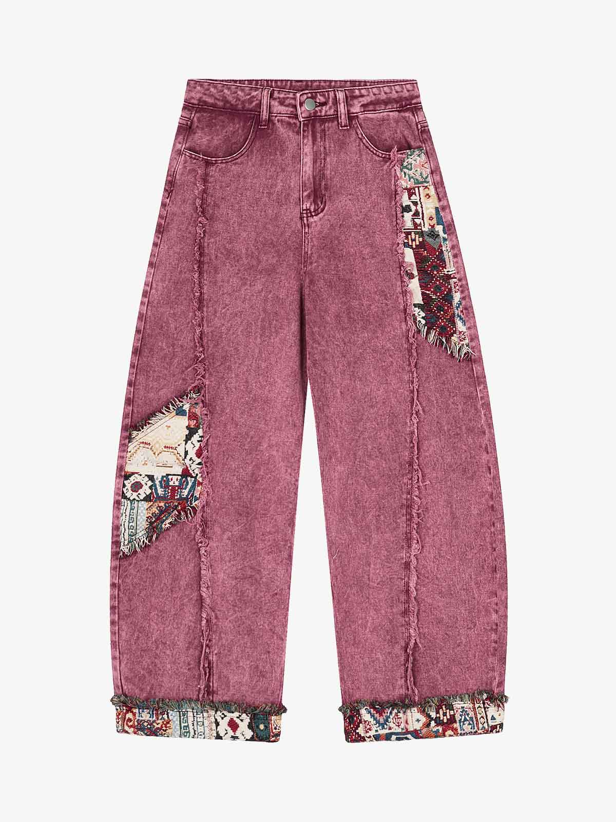 Boho Tapestry Patch Denim Jeans Boho Tapestry Patch Denim Jeans
