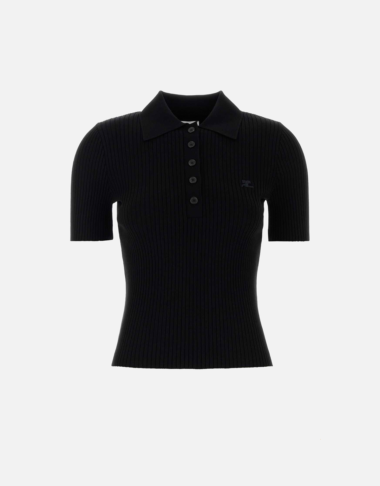 Courreges Viscose Blend Logo Patch Polo Shirt