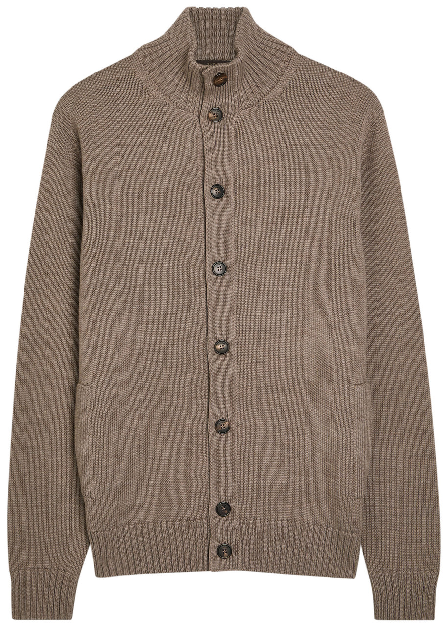 Slowear High-neck Wool Cardigan – Brown – Slowear High-neck Wool Cardigan – Brown –