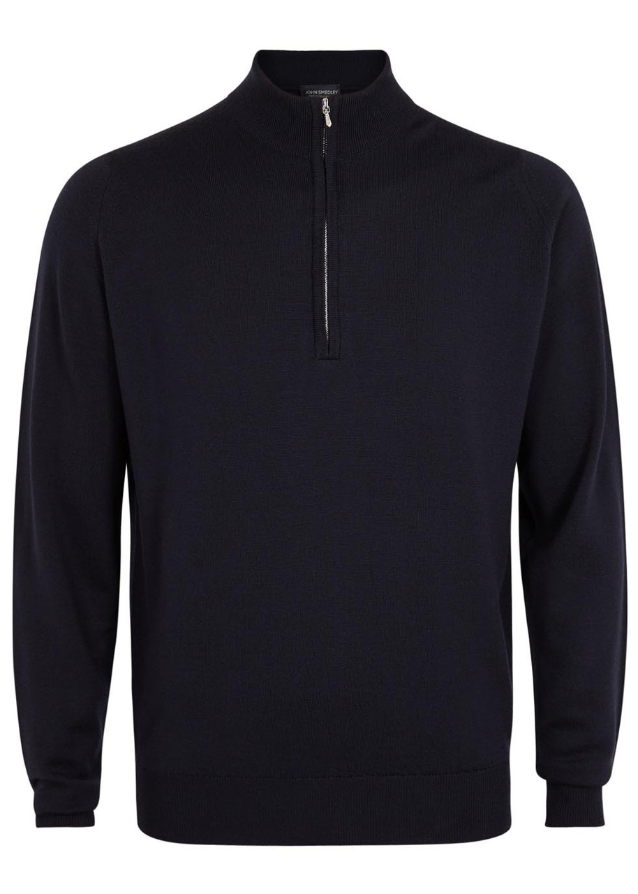 John Smedley Tapton Navy Half-zip Merino Wool Jumper John Smedley Tapton Navy Half-zip Merino Wool Jumper