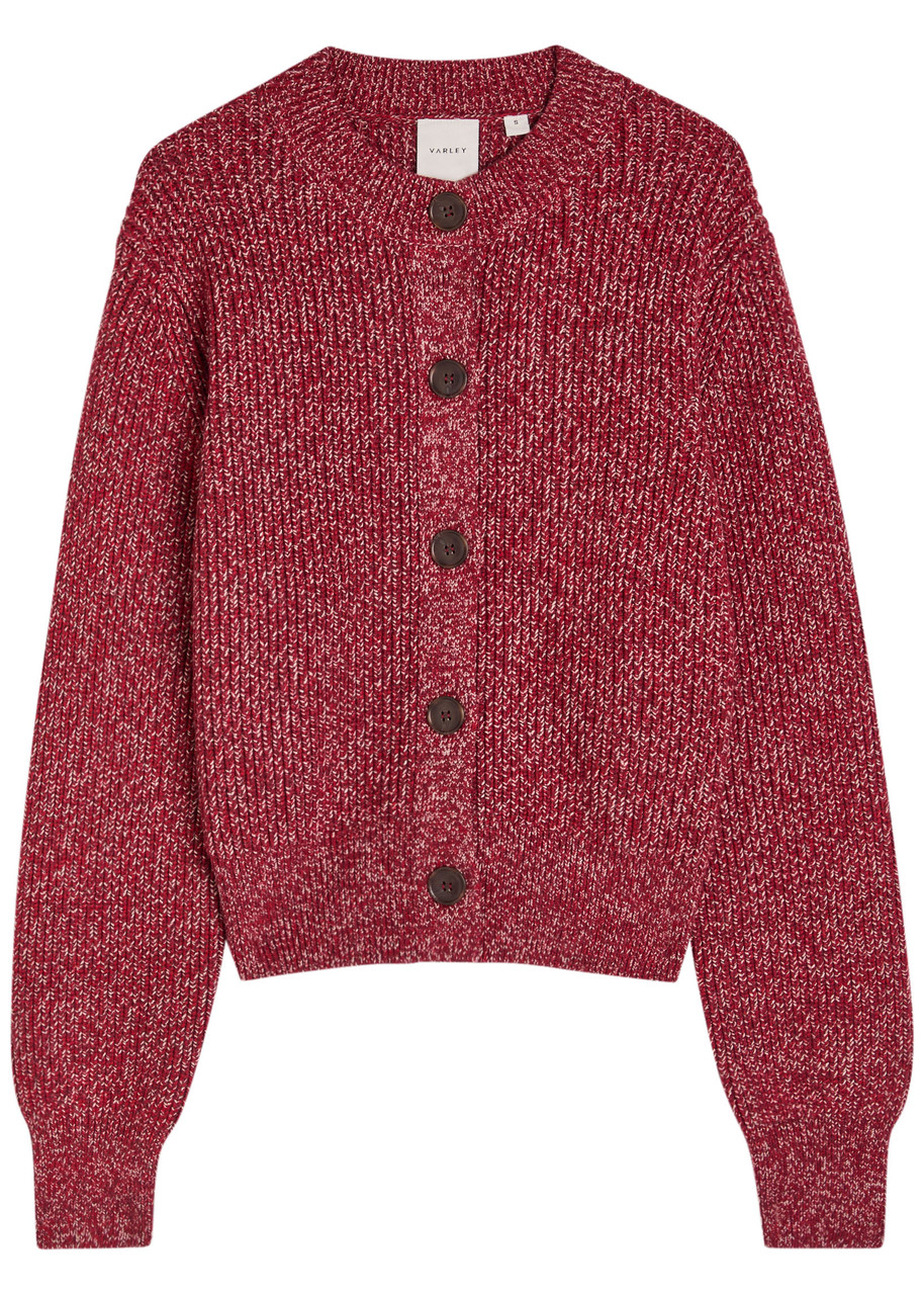 Varley Patricia Ribbed Knit Cardigan – Red