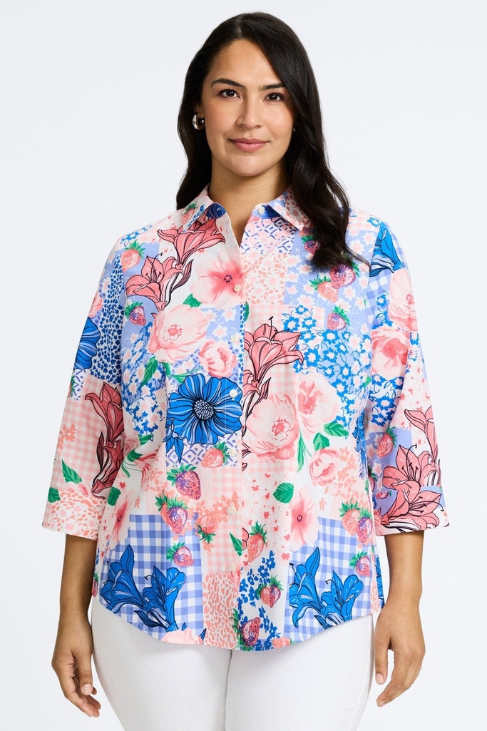 June Plus Springtime Collage Sleeve Shirt June Plus Springtime Collage Sleeve Shirt