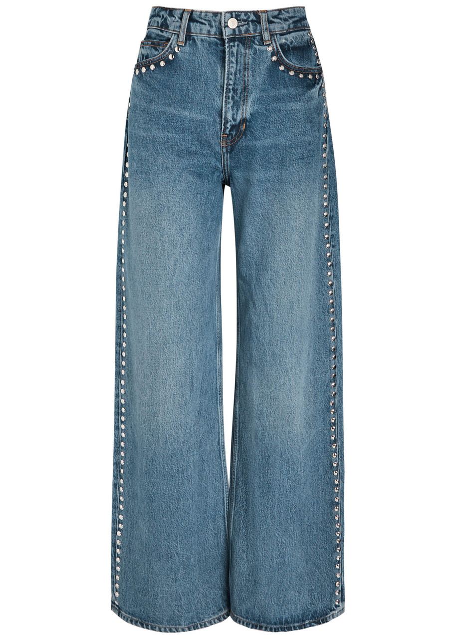 Reformation Cary Studded Wide-leg Jeans – Denim – W S