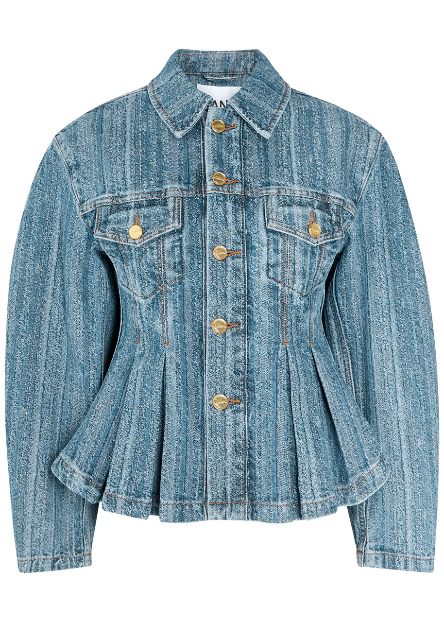 Ganni Pleated Denim Jacket – M