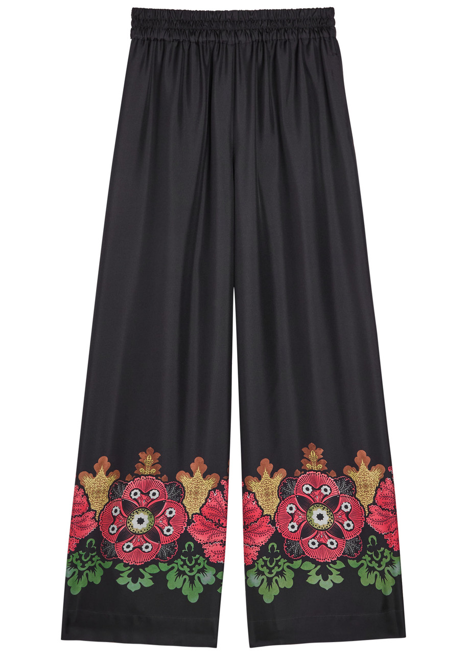 LA Double J Printed Silk Palazzo Wide-leg Trousers – Multicoloured – M M