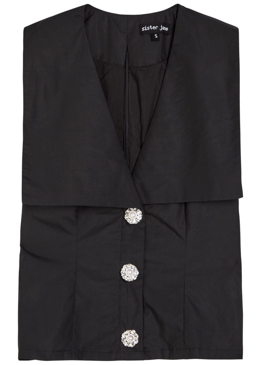 Sister Jane Birdie Collared Poplin Vest – Black – M Sister Jane Birdie Collared Poplin Vest – Black – M