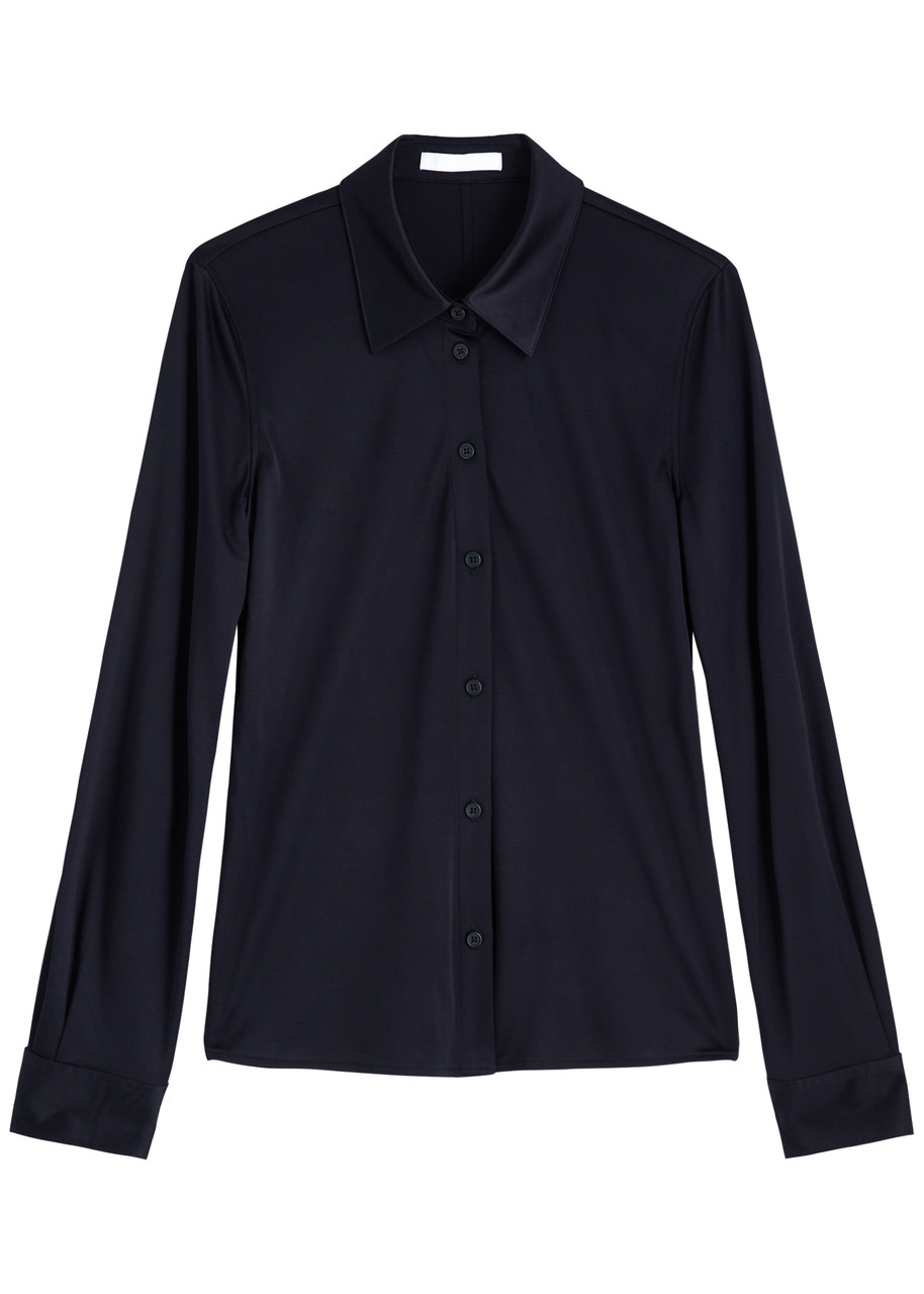 Helmut Lang Satin-jersey Shirt – Navy – S – S