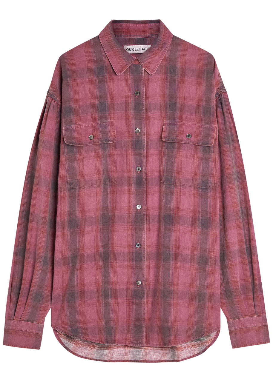 Our Legacy Dime Plaid Flannel Shirt – Red – S Our Legacy Dime Plaid Flannel Shirt – Red – S