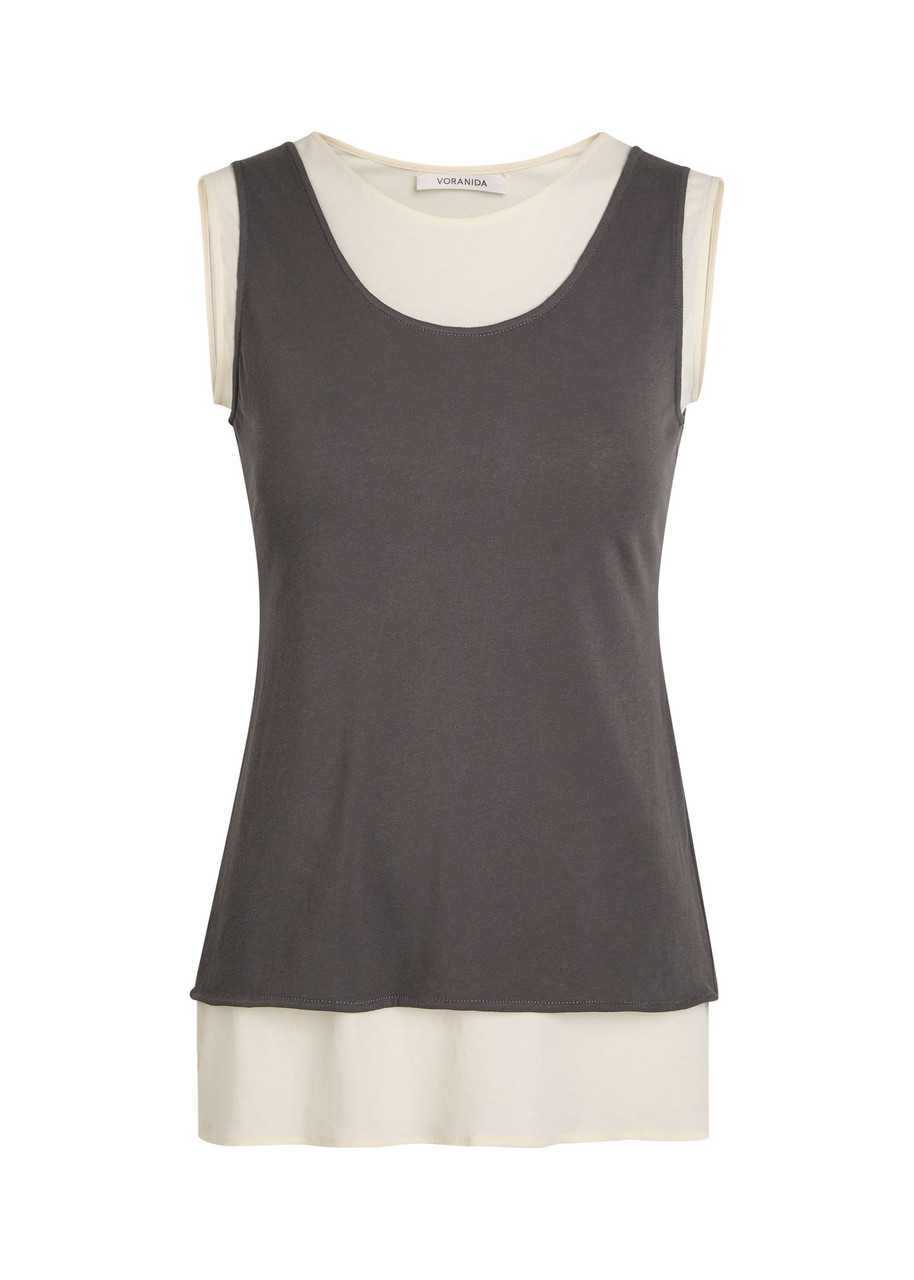 Voranida Tor Layered-effect Cotton Tank top – Grey – M M Voranida Tor Layered-effect Cotton Tank top – Grey – M M