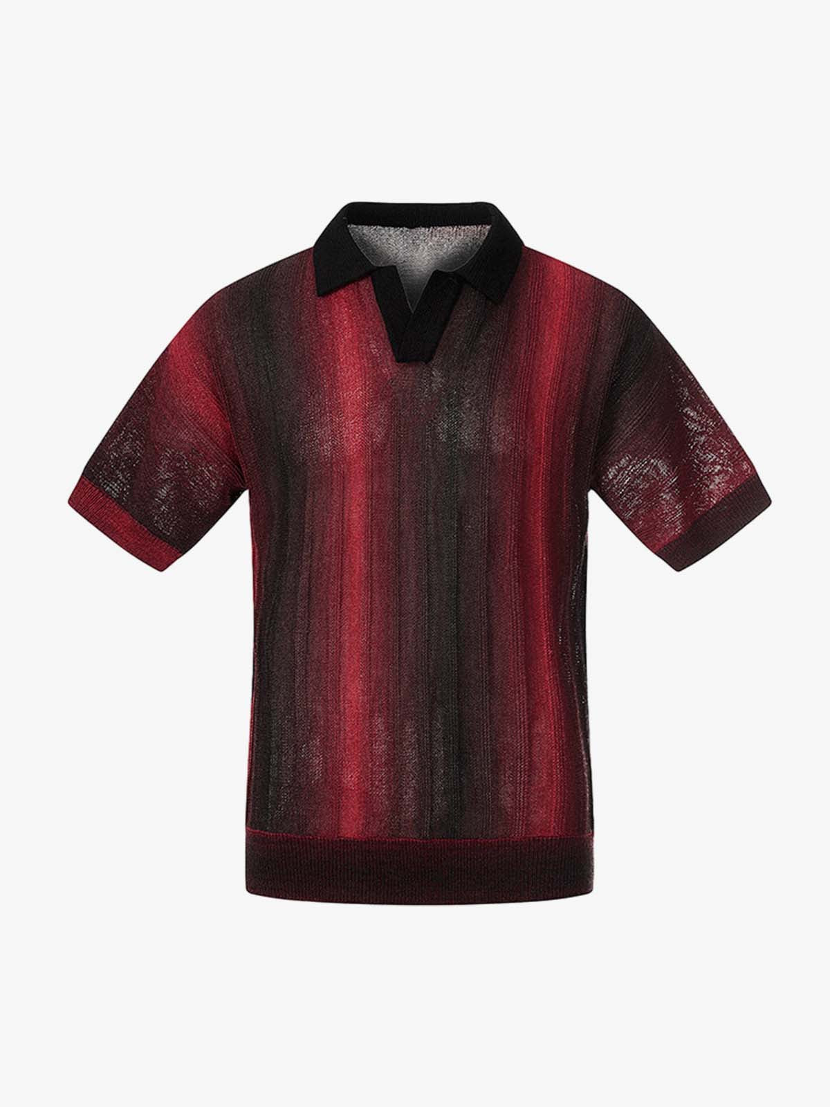 Gradient Textured Knit Polo Shirt Gradient Textured Knit Polo Shirt