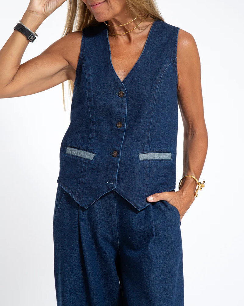 Zeagoo Casual Denim Slim-fit Sleeveless Vest Waistcoats – Blue Zeagoo Casual Denim Slim-fit Sleeveless Vest Waistcoats – Blue