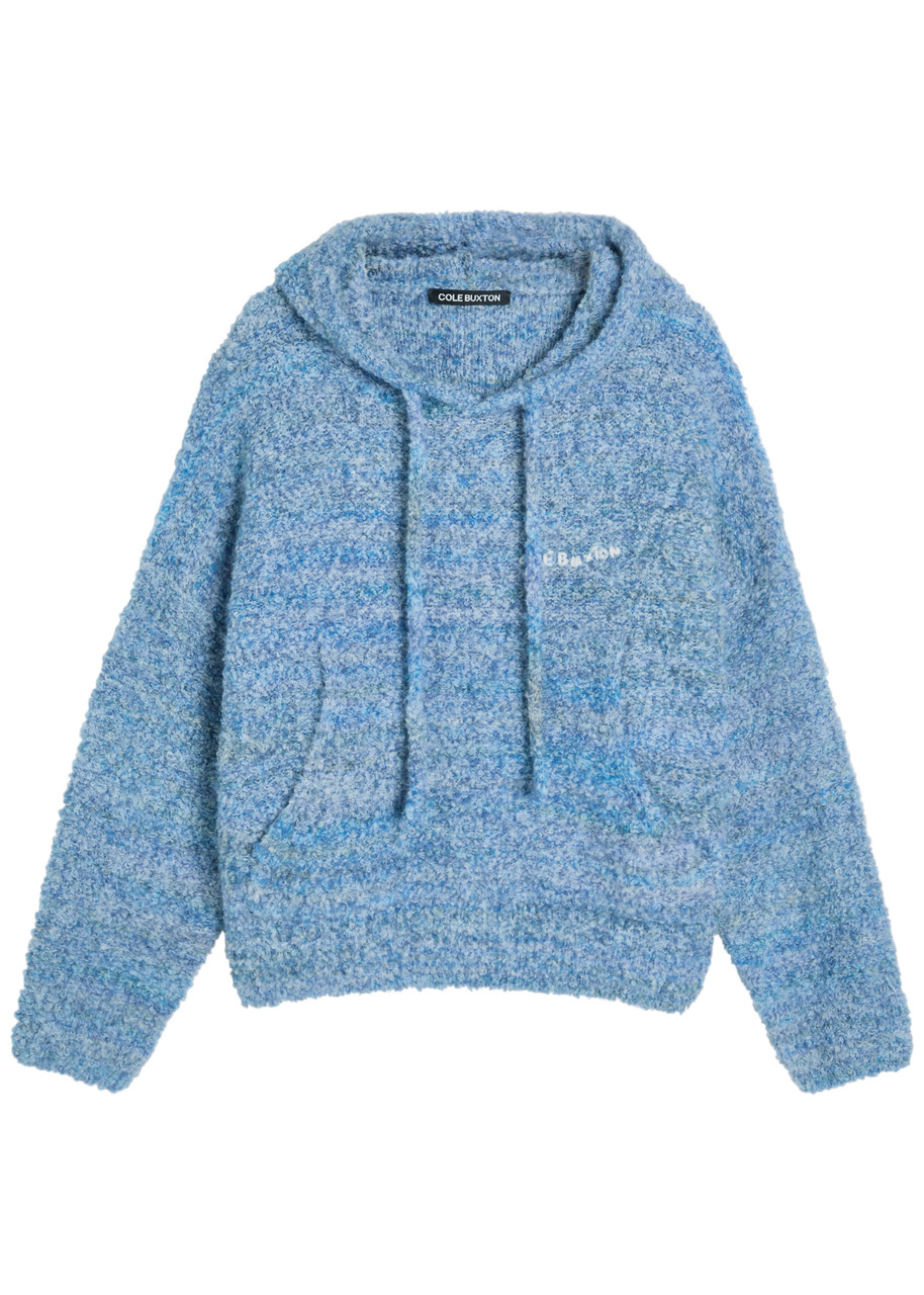 Cole Buxton Melange Hooded Boucl Jumper – Blue Cole Buxton Melange Hooded Boucl Jumper – Blue