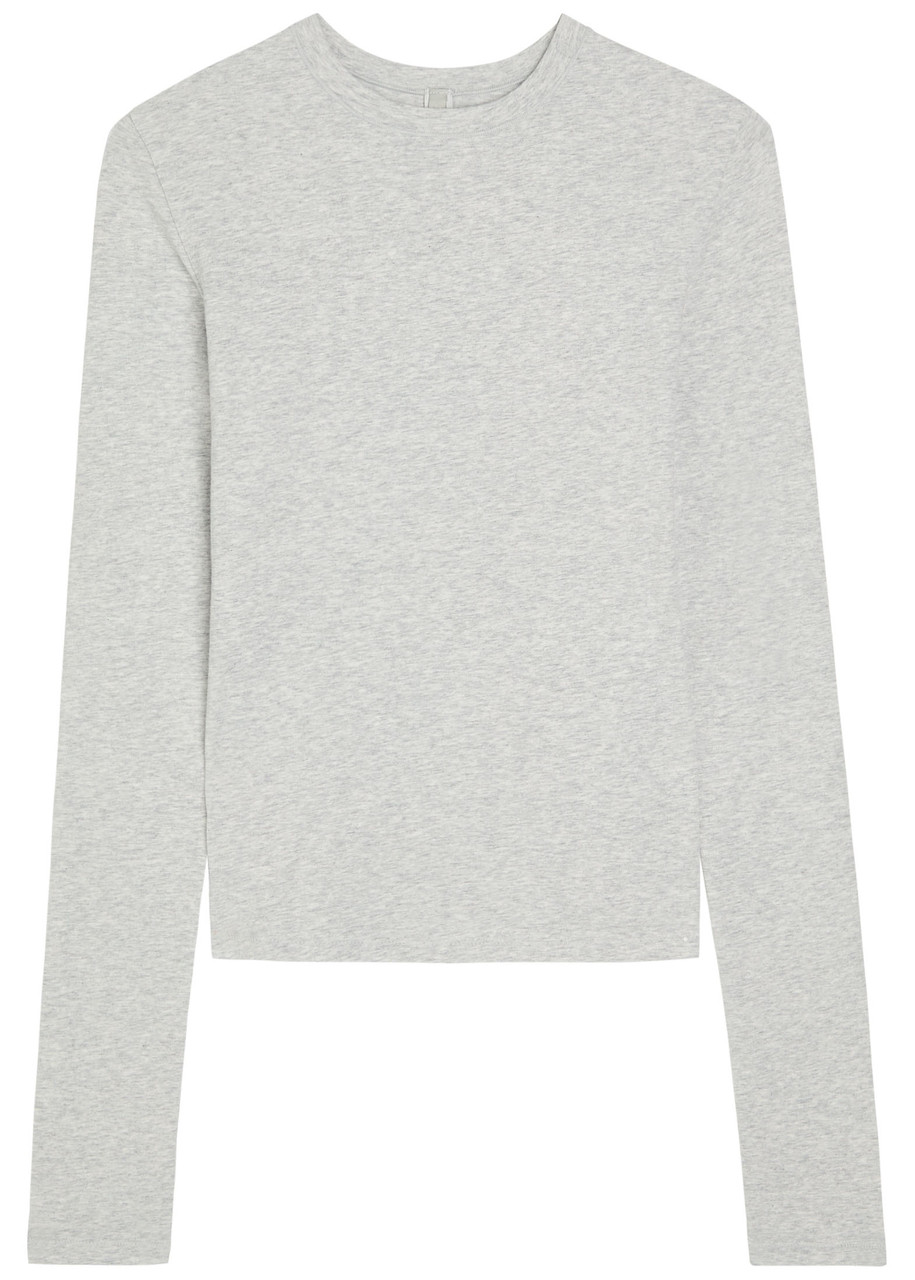 Skims Long Sleeve Cotton-jersey shirt – Light Grey – L L Skims Long Sleeve Cotton-jersey shirt – Light Grey – L L