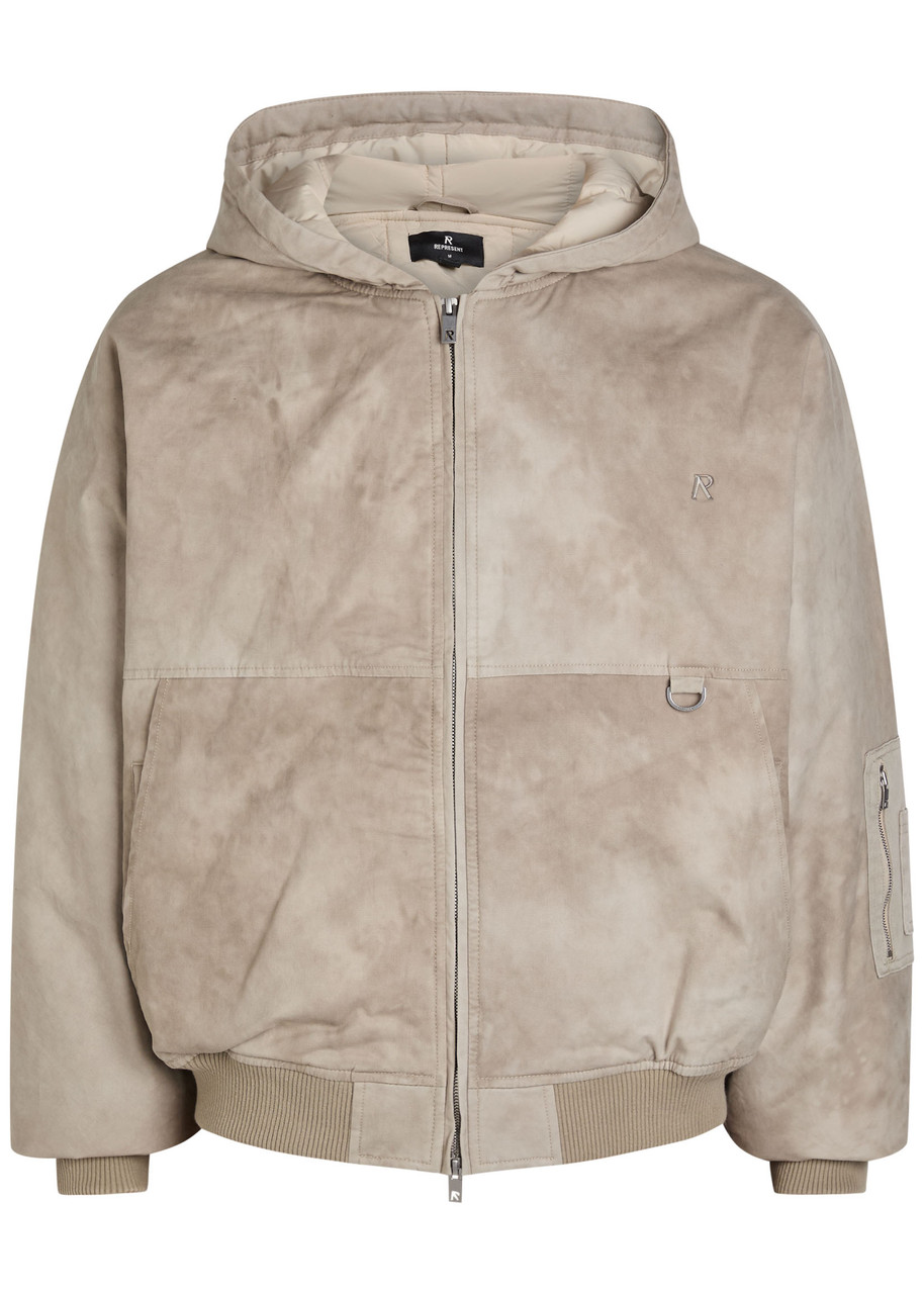Represent Hooded Brushed Stretch-cotton Bomber Jacket – Beige