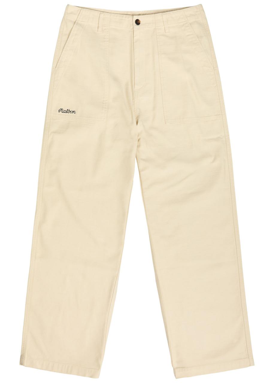 Malbon Braxton Logo-embroidered Cotton Trousers – Beige – W W L