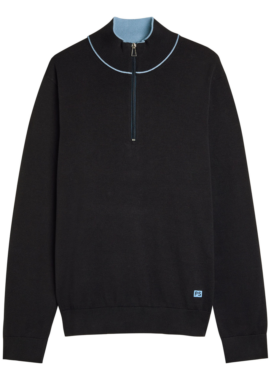 PS Paul Smith Half-zip Fine Cotton-knit Jumper – Navy PS Paul Smith Half-zip Fine Cotton-knit Jumper – Navy