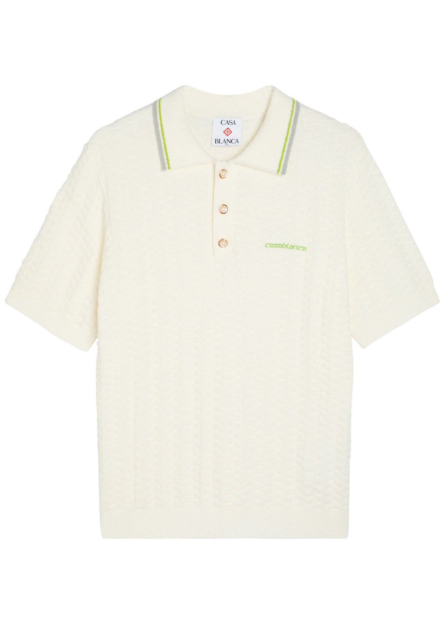 Casablanca Tennis Boucl Polo Shirt – Off White Casablanca Tennis Boucl Polo Shirt – Off White