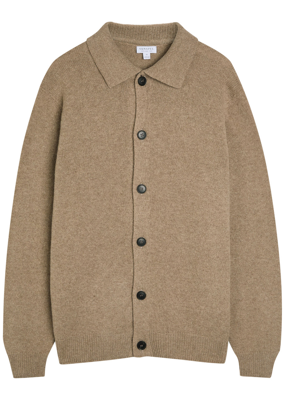 Sunspel Wool Cardigan – Sand Sunspel Wool Cardigan – Sand