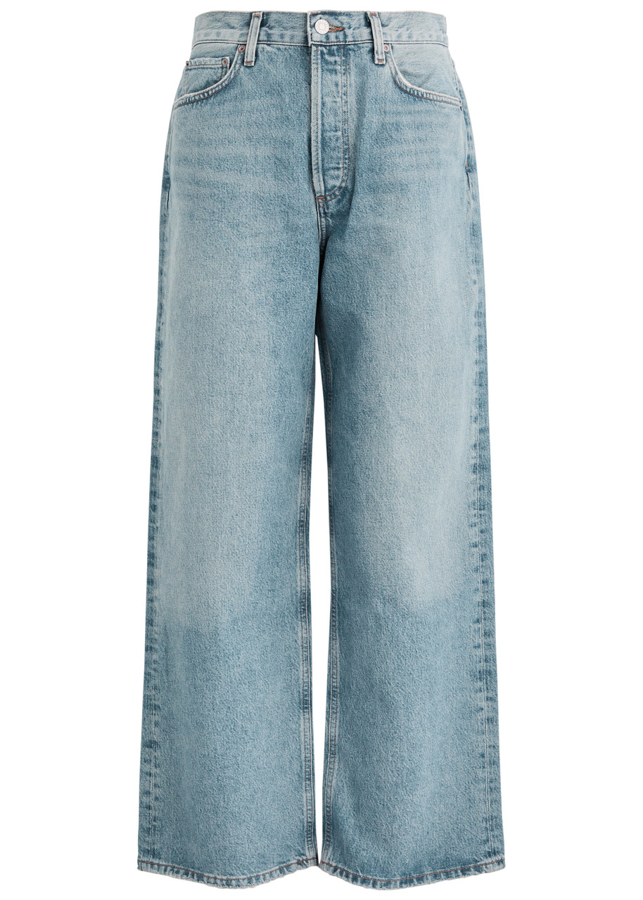 Agolde Low Slung Baggy Distressed Wide-leg Jeans – Blue – W S