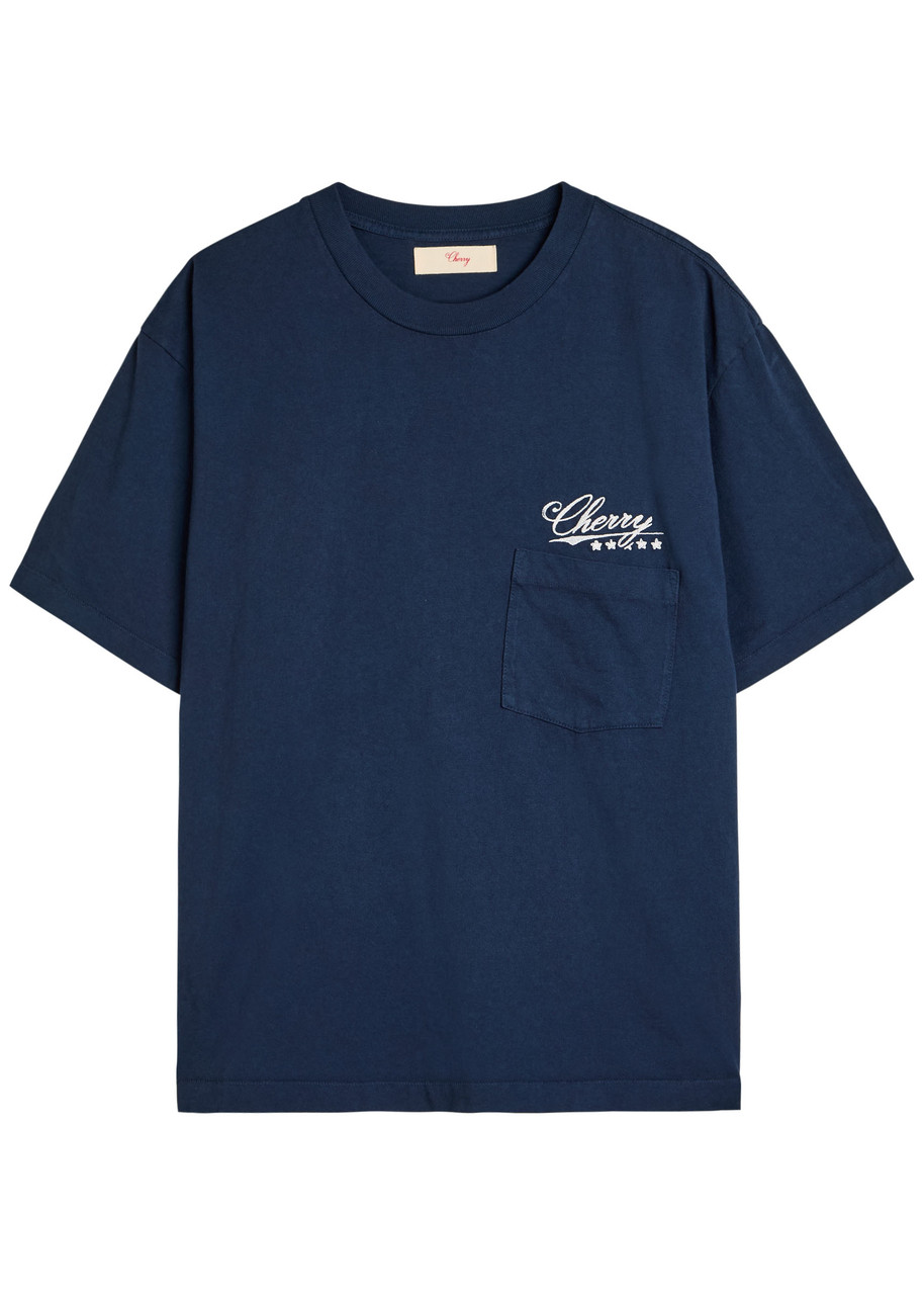 Cherry Los Angeles Five Star Logo-print Washed Cotton shirt – Navy Cherry Los Angeles Five Star Logo-print Washed Cotton shirt – Navy