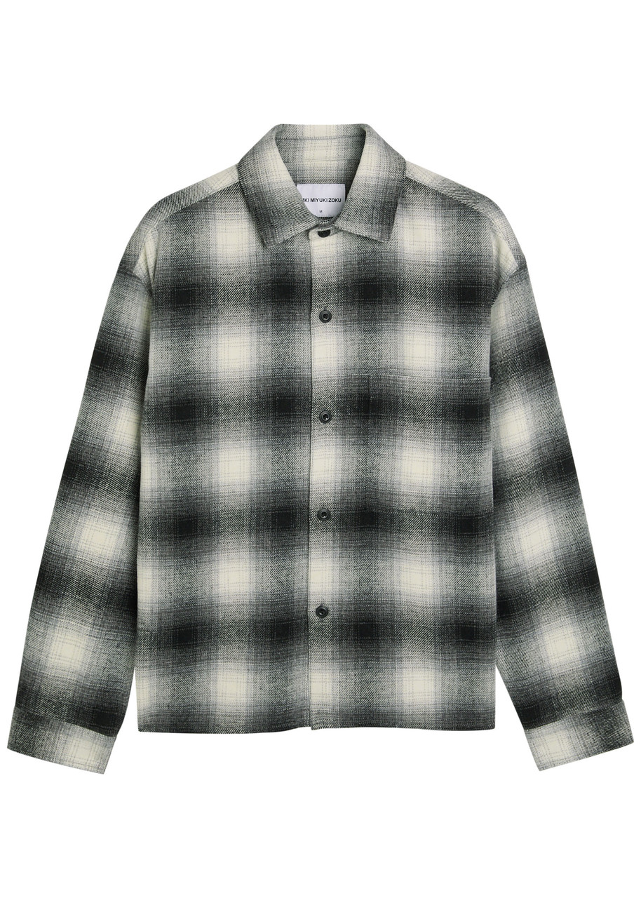 Mki Miyuki Zoku Check Box Checked Flannel Overshirt – Off White Mki Miyuki Zoku Check Box Checked Flannel Overshirt – Off White