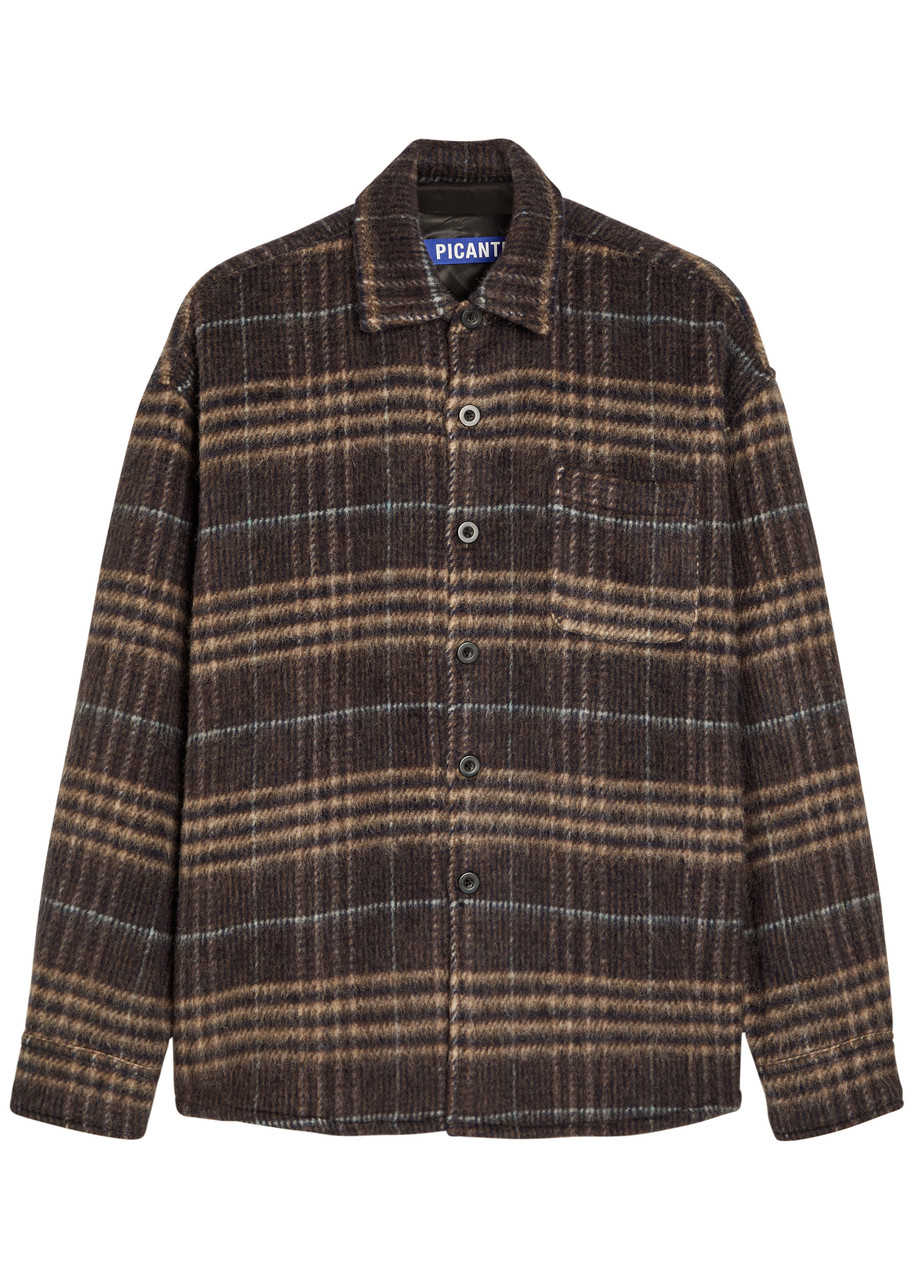 Picante Rocco Plaid Wool-blend Overshirt – Brown Picante Rocco Plaid Wool-blend Overshirt – Brown