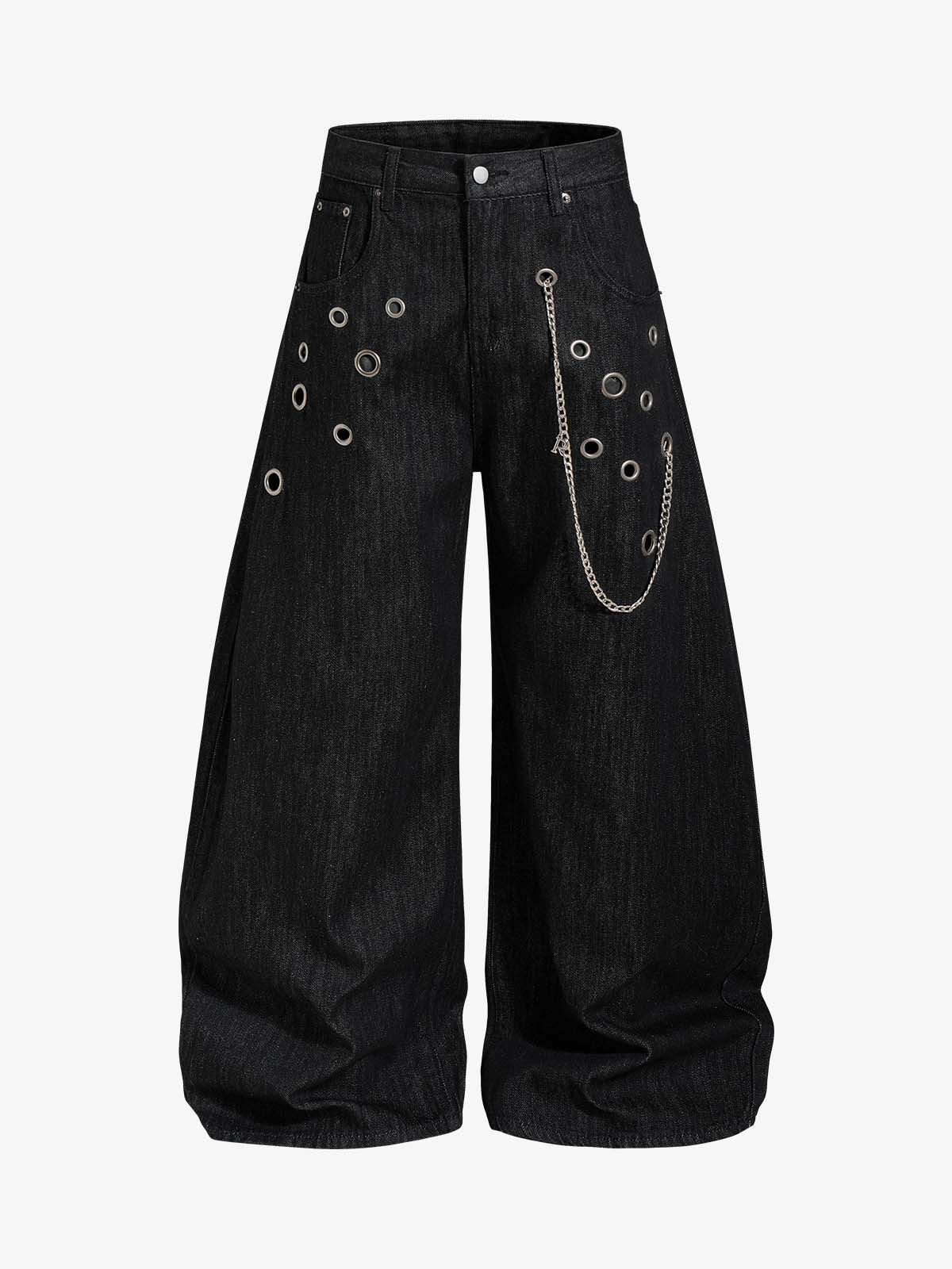 Vintage Eyelet Chain Baggy Jeans