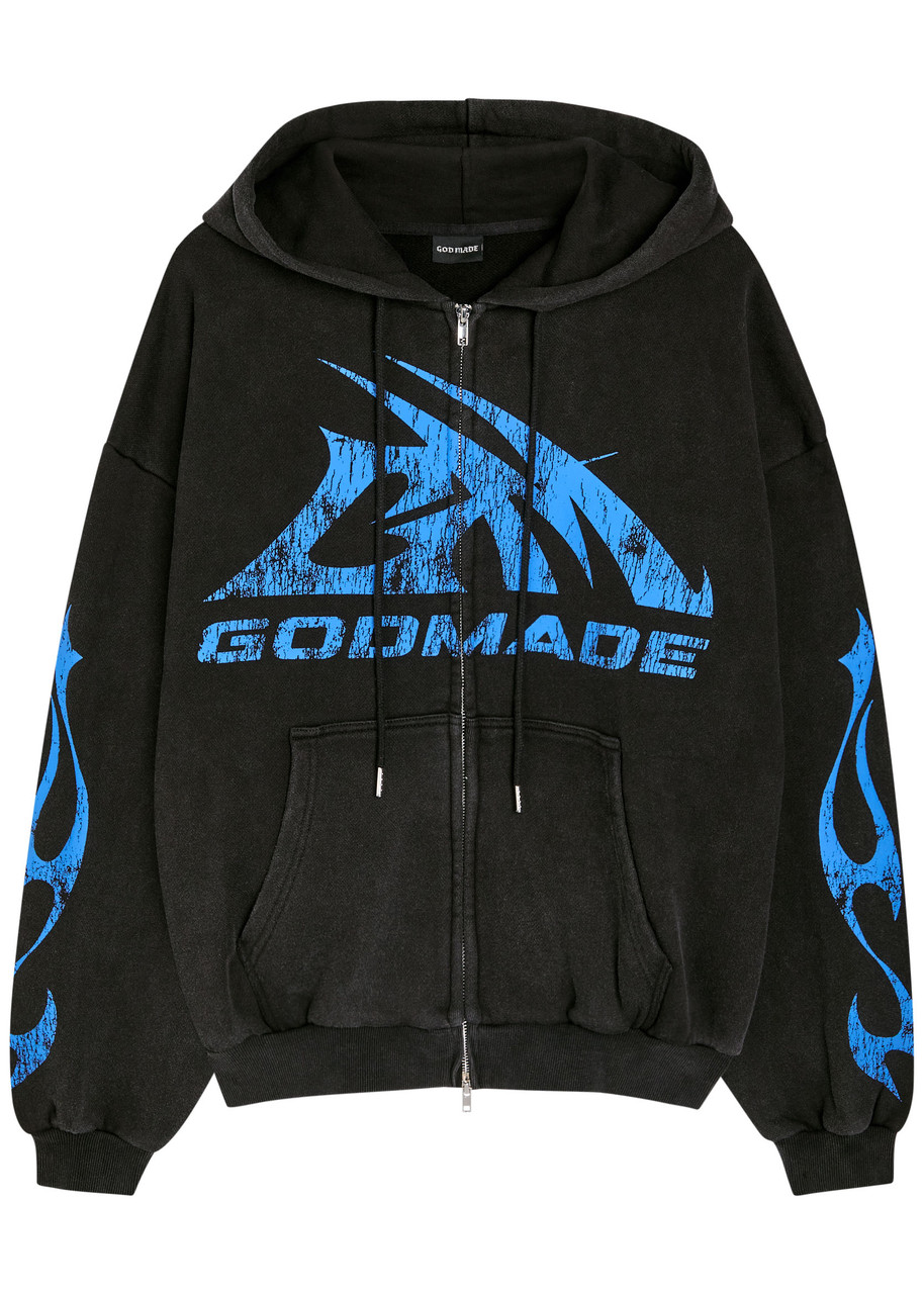 God Made Logo-print Hooded Cotton Sweatshirt – Black God Made Logo-print Hooded Cotton Sweatshirt – Black