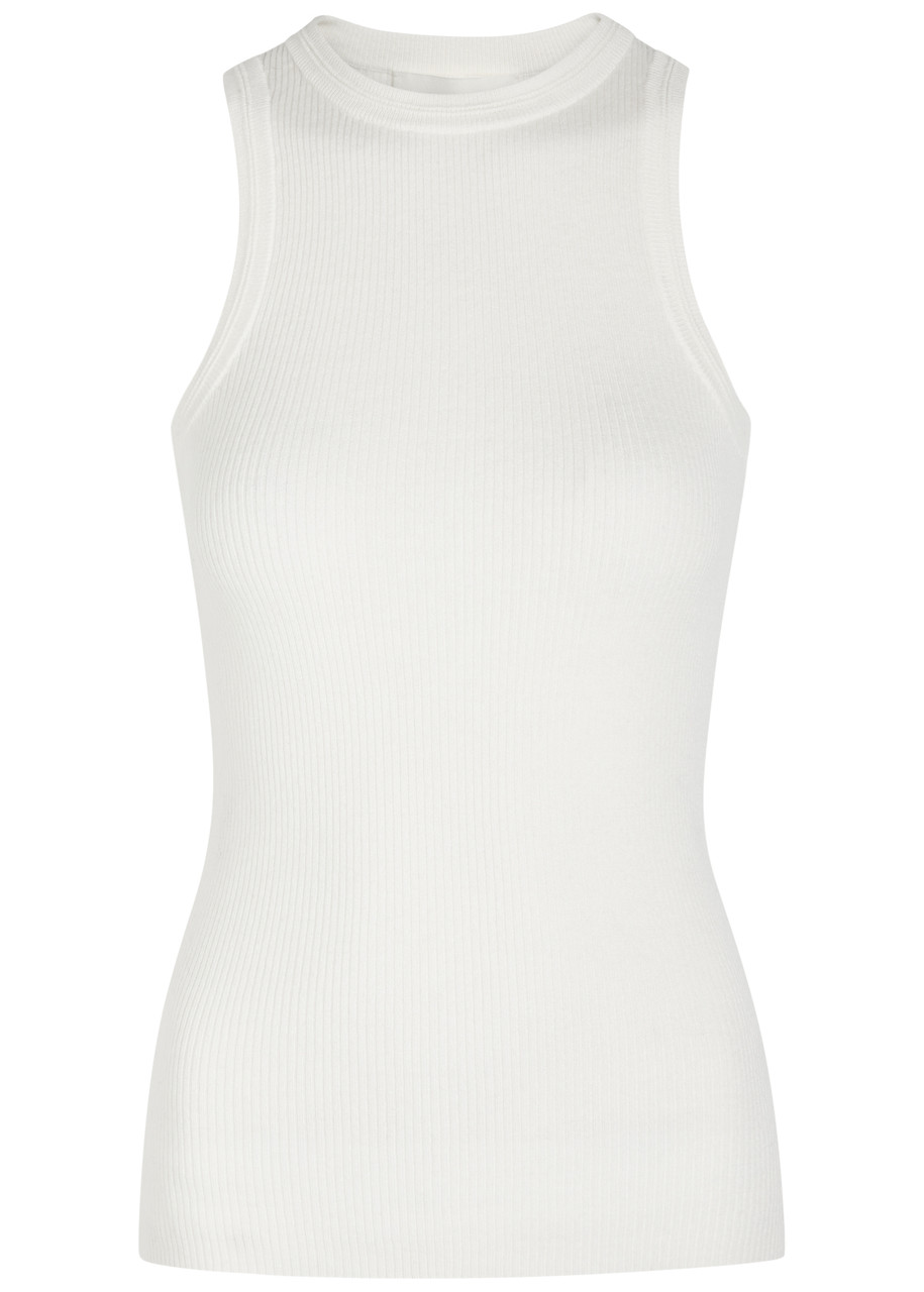Lisa Yang Amaya Ribbed Cotton and Cashmere-blend Tank top – White –