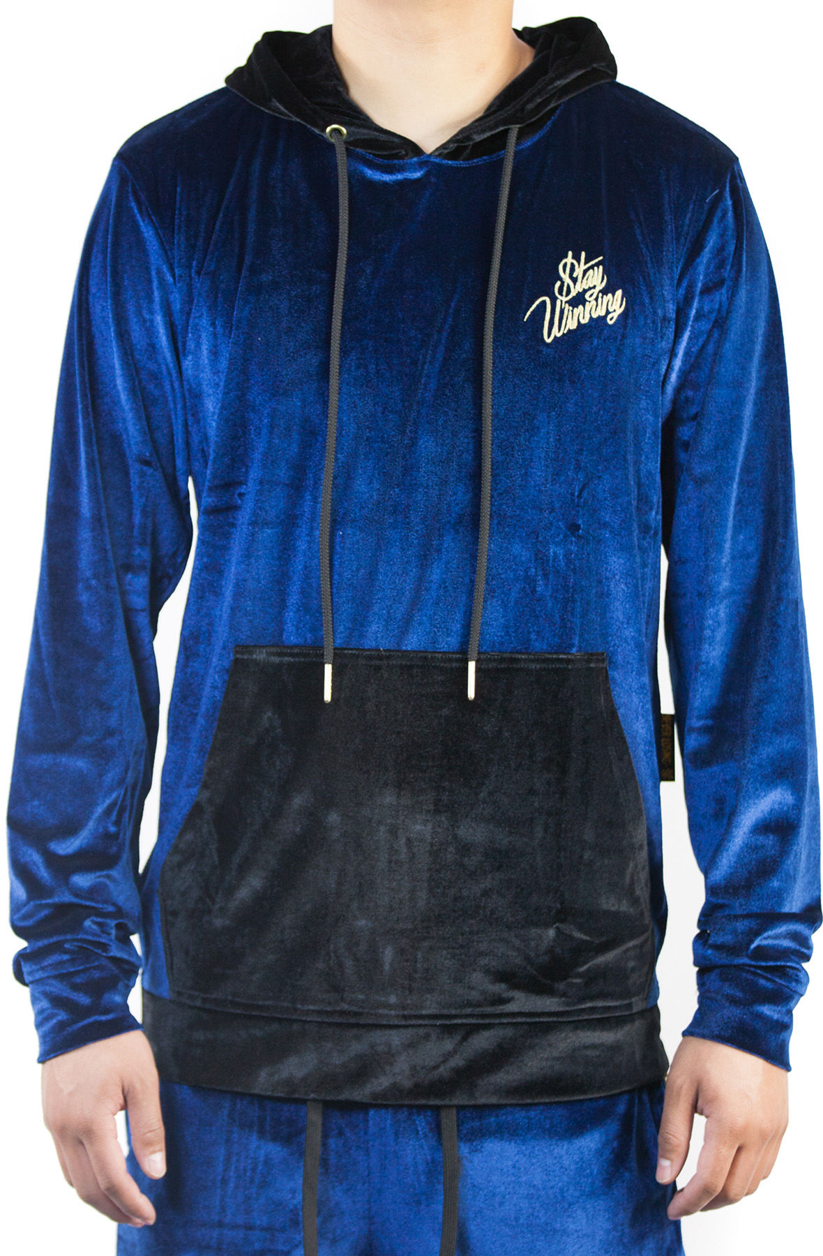 Stay Winning Embroidered Velour Blue Hoodie Stay Winning Embroidered Velour Blue Hoodie