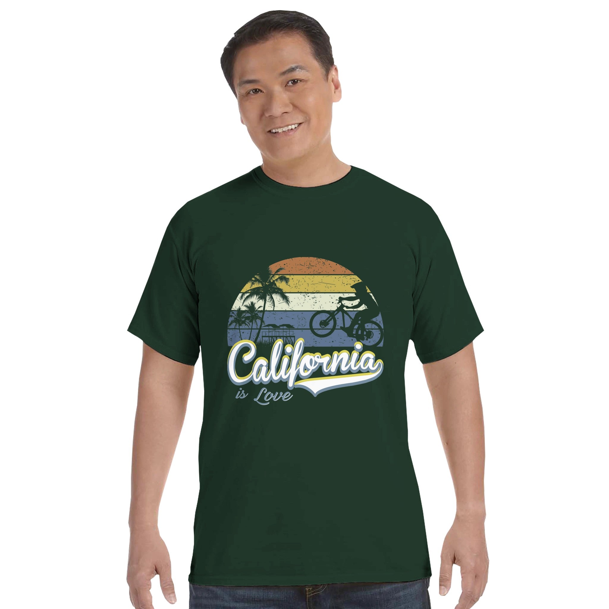 Sunset Cycling in California – Heavyweight Crewneck Shirt – moss Sunset Cycling in California – Heavyweight Crewneck Shirt – moss