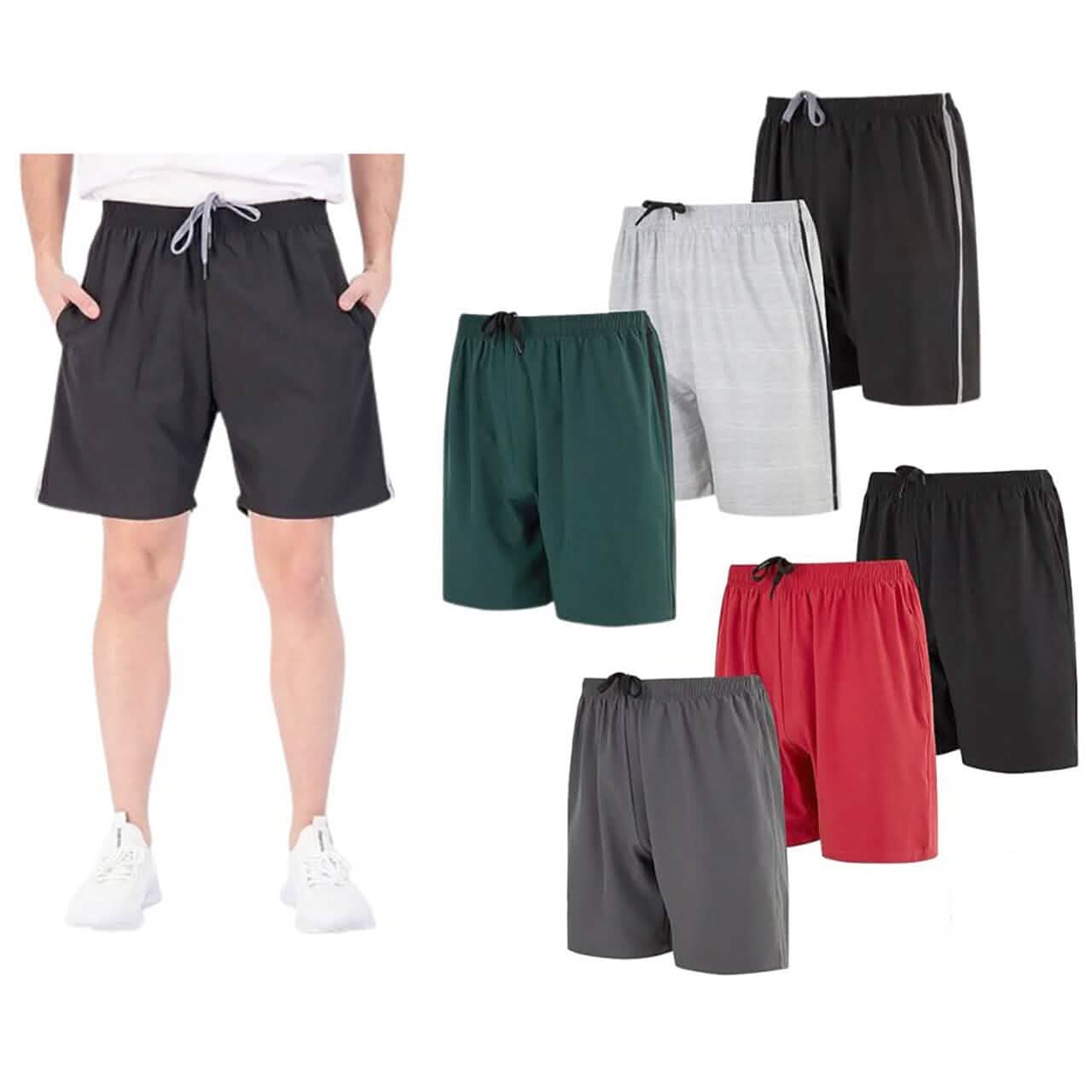 -Pack: Men’s Active Woven Shorts with Zipper Pocket