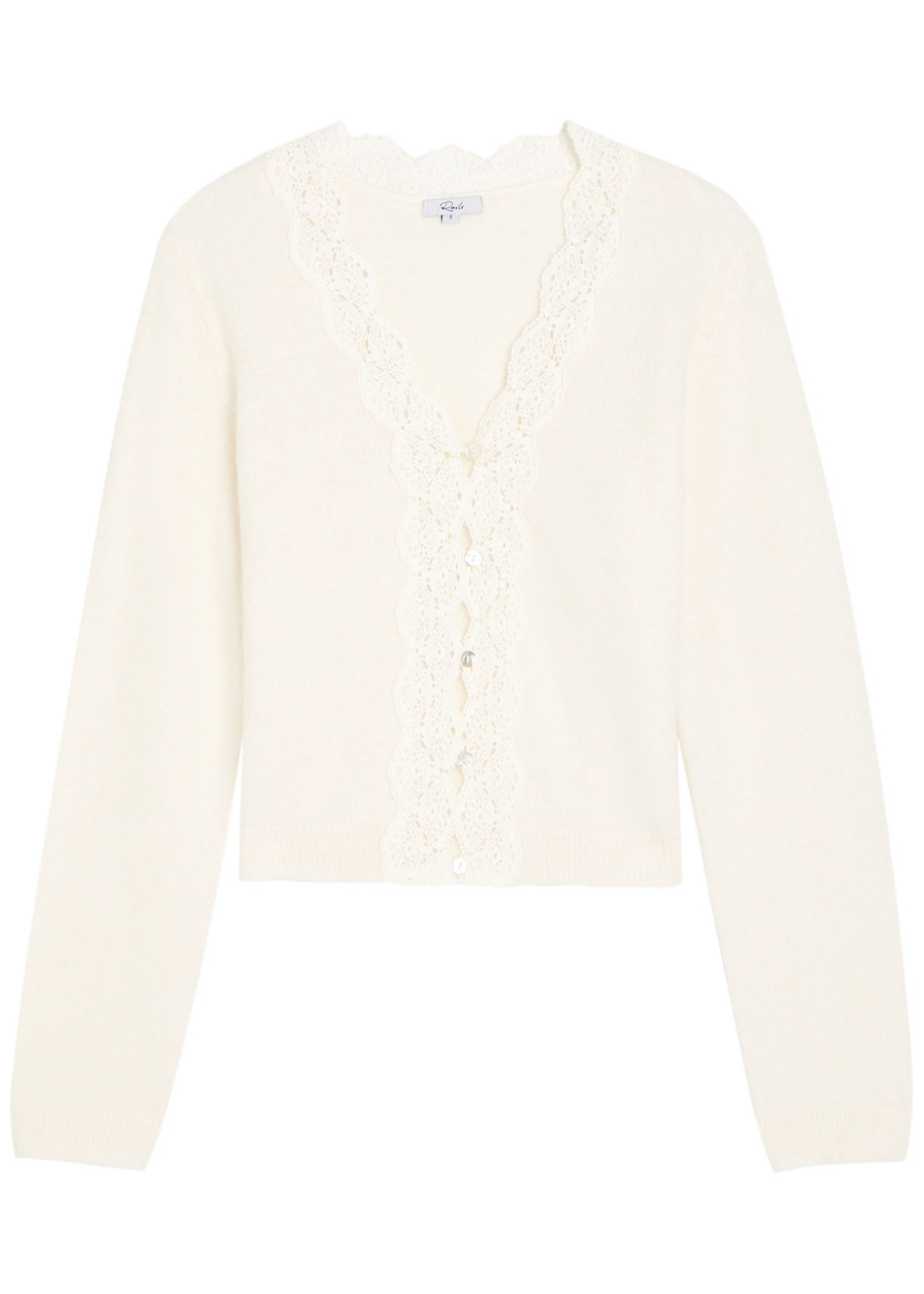 Rails Mer Lace-trim Alpaca-blend Cardigan – Ivory – L L Rails Mer Lace-trim Alpaca-blend Cardigan – Ivory – L L