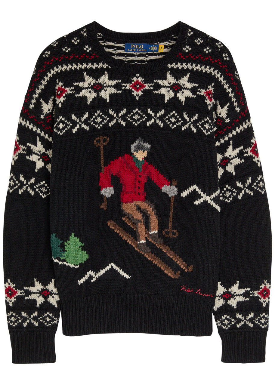 Polo Ralph Lauren Christmas-intarsia Wool Jumper – Black Polo Ralph Lauren Christmas-intarsia Wool Jumper – Black