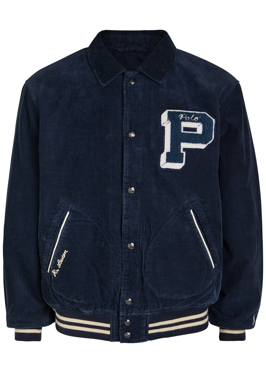 Polo Ralph Lauren Designer-appliqud Corduroy Bomber Jacket – Navy
