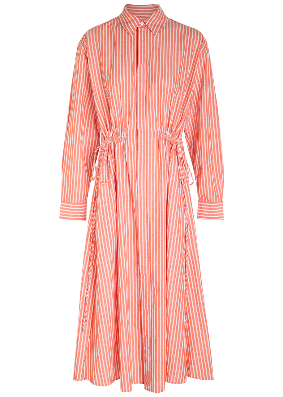 Polo Ralph Lauren Striped Cotton-blend Midi Shirt Dress – Orange – M Polo Ralph Lauren Striped Cotton-blend Midi Shirt Dress – Orange – M