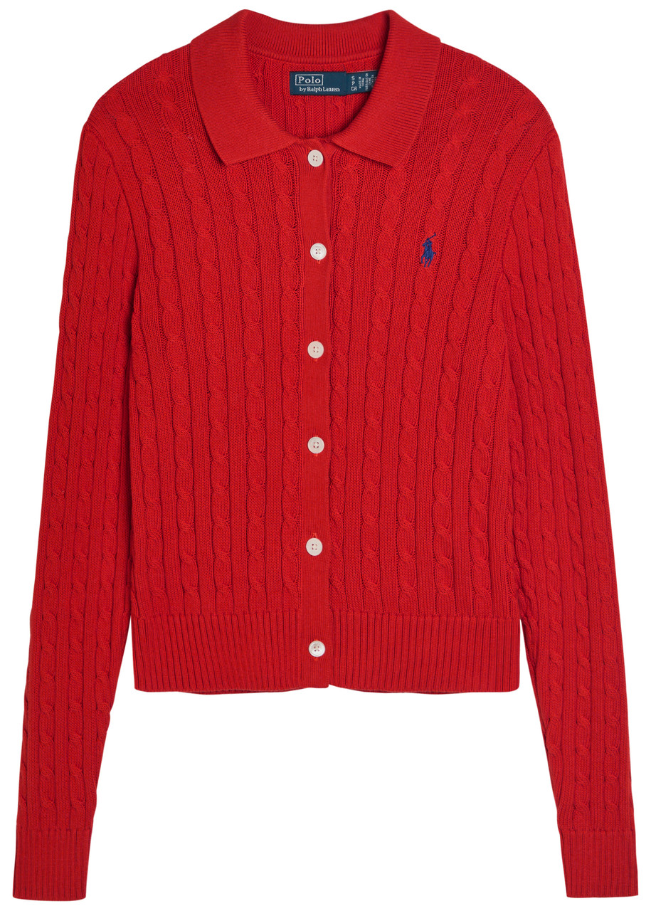 Polo Ralph Lauren Logo-embroidered Cable-knit Cotton Cardigan – Orange – M M