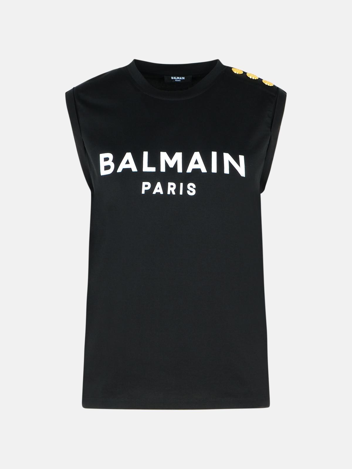 BALMAIN Black Cotton Tank Top BALMAIN Black Cotton Tank Top