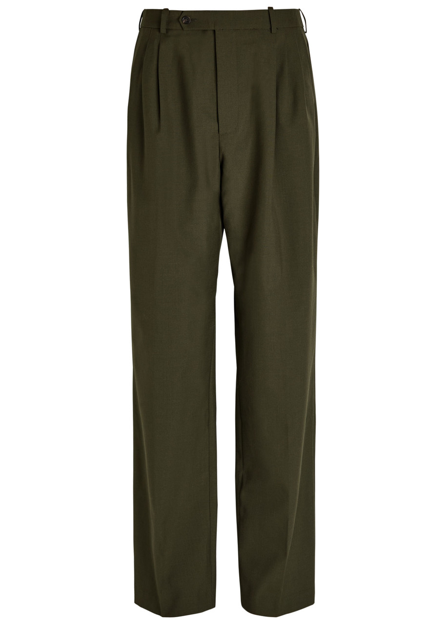 Ronny Kobo Soprano Pleated Straight-leg Woven Trousers – Green – L