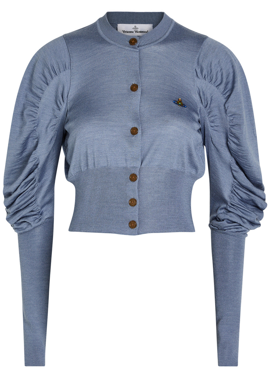 Vivienne Westwood Eli Cropped Wool and Silk-blend Cardigan – Light Blue – M M Vivienne Westwood Eli Cropped Wool and Silk-blend Cardigan – Light Blue – M M