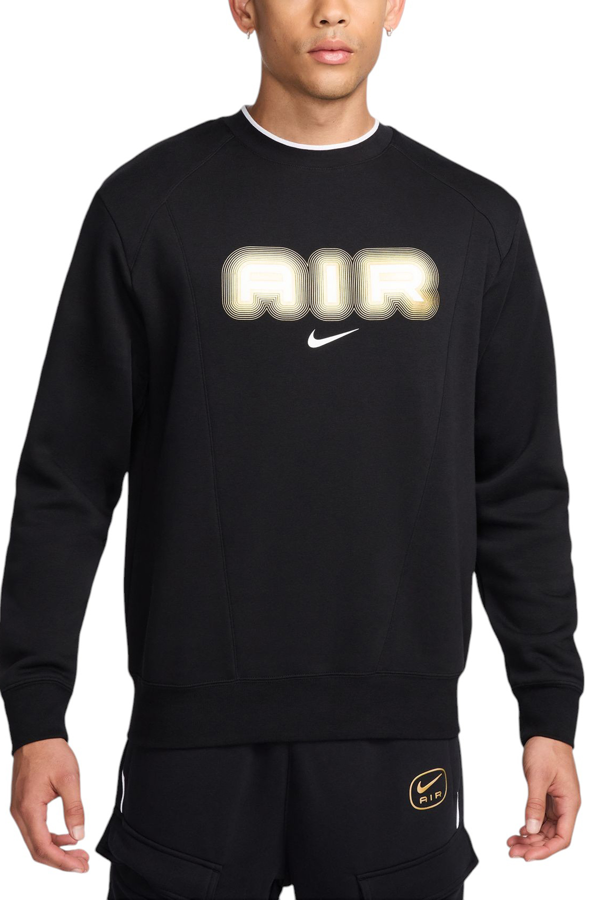 Men Fleece Crew-Neck Sweatshirt Black Sweatshirts Black Men Fleece Crew-Neck Sweatshirt Black Sweatshirts Black