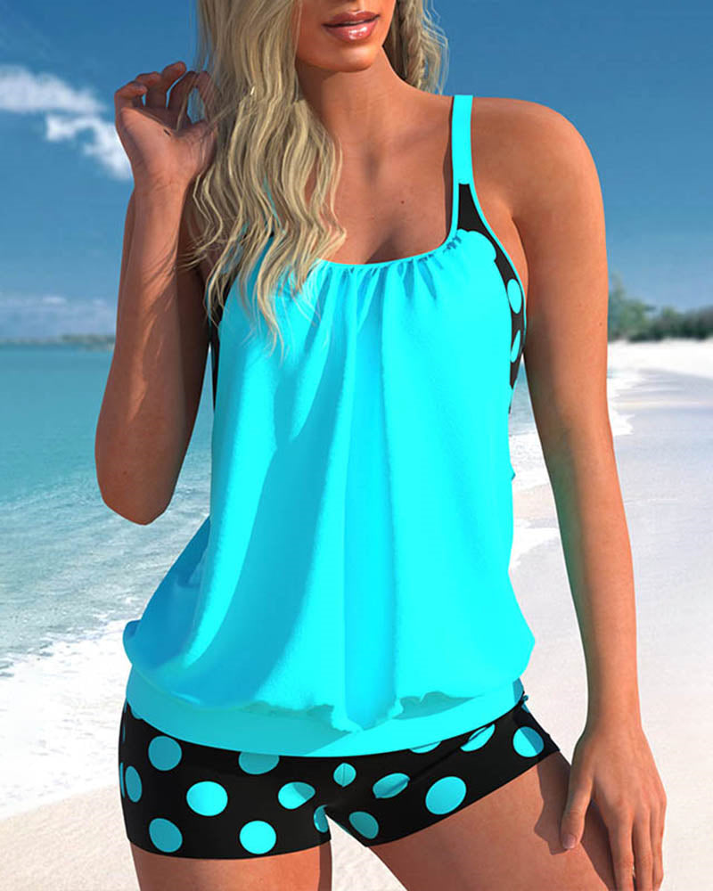 Tummy Control Tankini Sets Tank Top and Boyshort Two Piece Swimsuits – Sky Blue Tummy Control Tankini Sets Tank Top and Boyshort Two Piece Swimsuits – Sky Blue