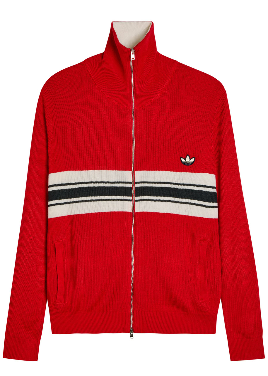 Adidas X Wales Bonner Stripe-intarsia Knit Cardigan – Red – M M Adidas X Wales Bonner Stripe-intarsia Knit Cardigan – Red – M M