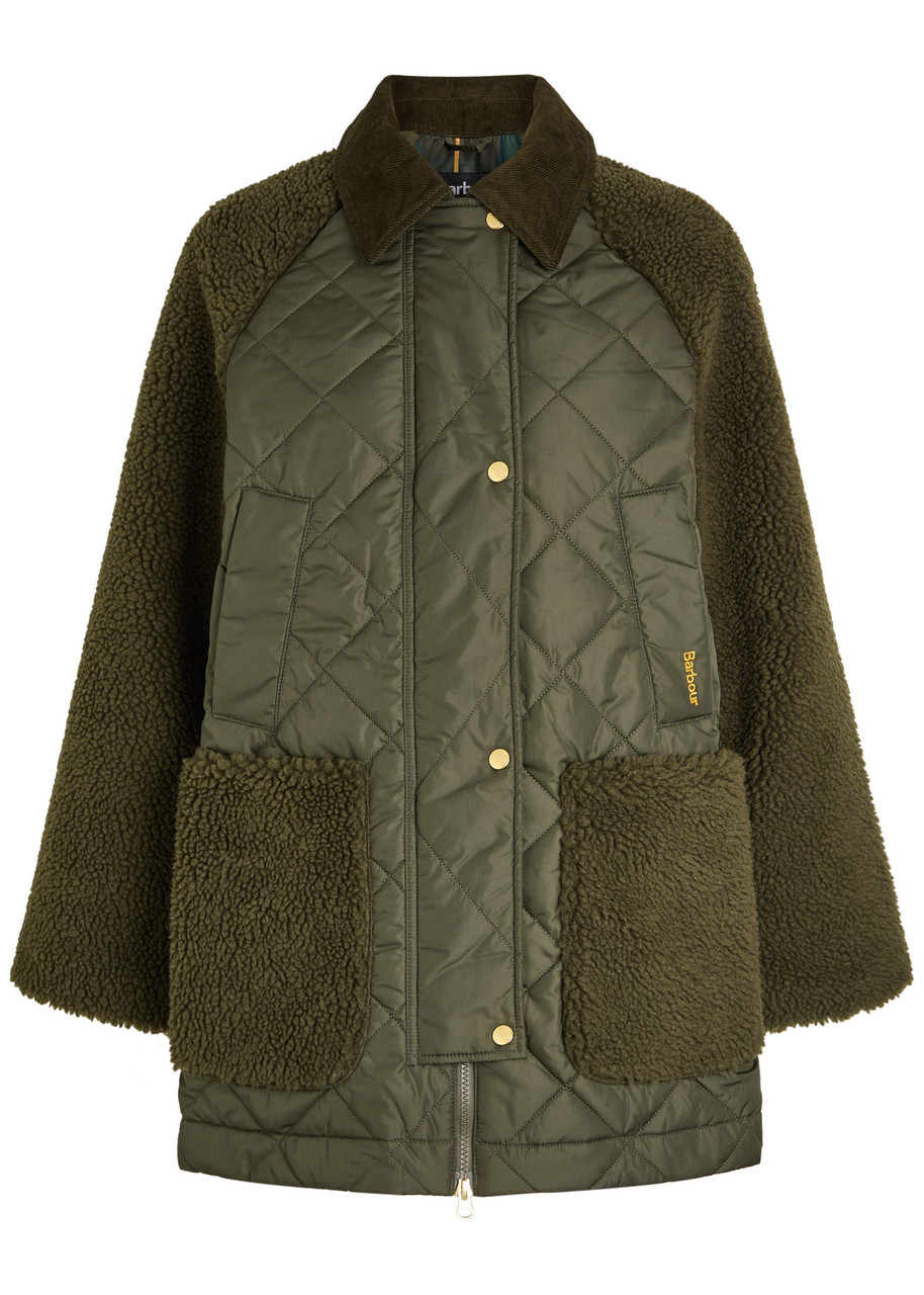 Barbour Barden Quilted Fleece and Shell Jacket – Green –