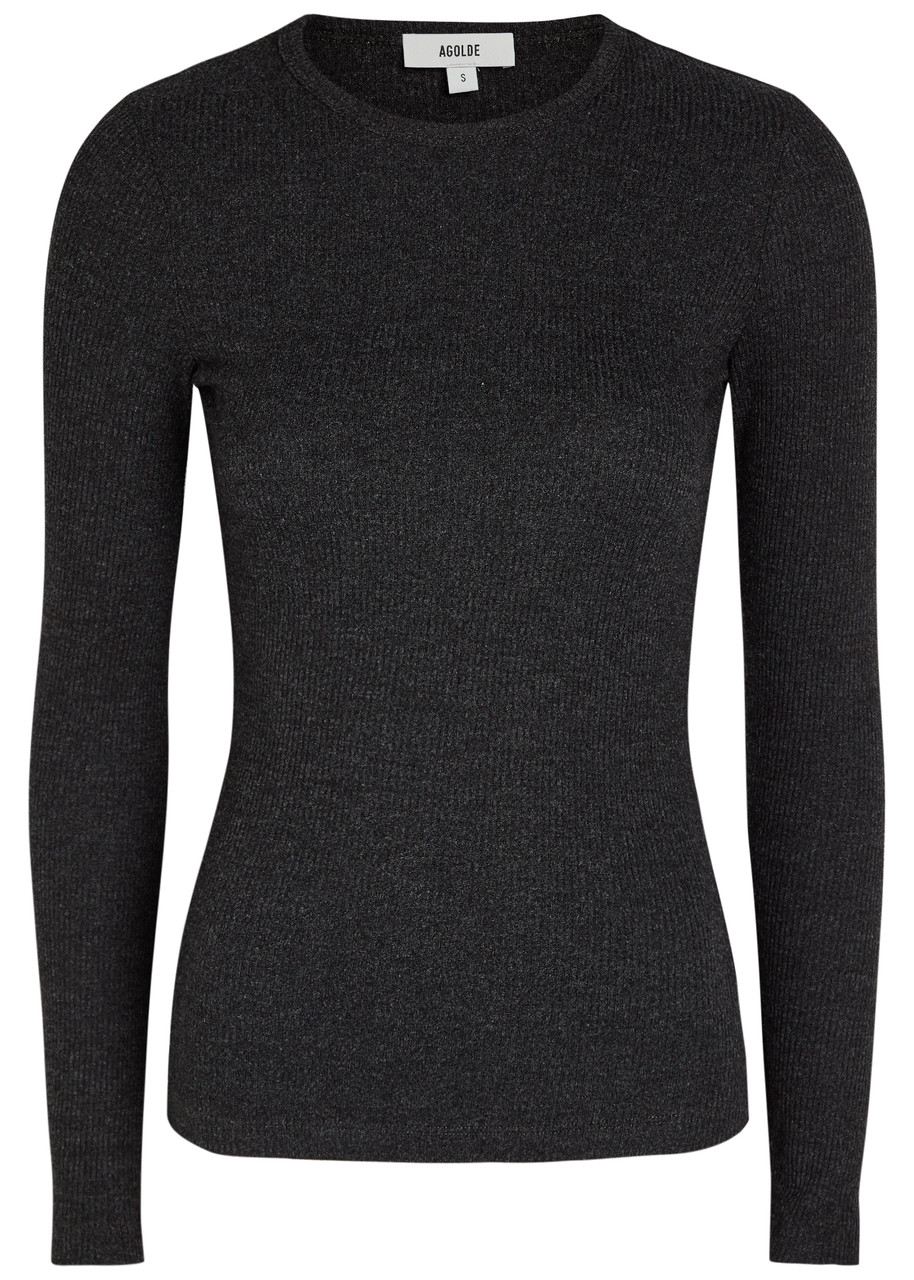 Agolde Delphi Long Sleeve Knit top – Black – L L Agolde Delphi Long Sleeve Knit top – Black – L L