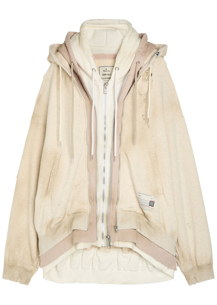Maison Mihara Yasuhiro Layered-effect Hooded Cotton Sweatshirt – White – IT M Maison Mihara Yasuhiro Layered-effect Hooded Cotton Sweatshirt – White – IT M